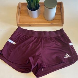 Maroon adidas shorts